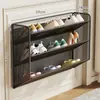 Zapatero detrás de la puerta, gabinete de zapatillas multicapa para la pared del baño, no requiere taladro, organizador de zapatos de pared para uso doméstico, perfecto para la entrada