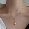 Colar Estilo Coreano Feminino Aço Titânio Design de Nicho Pingente de Coração Corrente de Clavícula Retrátil Joia Simples Versátil