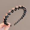 Diadema de Pedrería Flor de Ciruelo Diadema Ondulada Dentada Formado de un Empuje Todo Combinable Antideslizante Clip para Cabello Roto Clip para Cabello Femenino