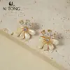 Joyas Aitong Moda de Nicho Lujo Accesible Pendientes Flor Elegante Elegante Pendientes Festivos Hermosos Únicos Exquisitos Pendientes