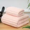 Toalla de Baño de Felpa Coral con Rayas de Caramelo, Engrosada, Muy Absorbente, Sin Pelusa, para Uso en el Hogar, Toalla de Baño para Adultos, Suave y de Secado Rápido, Venta al por Mayor