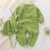 Ropa de Escalada de Primavera y Otoño para Bebé Mono de Algodón de Gasa de Color Sólido Harper Largo para Recién Nacido Pijamas de Broche Oblicuo