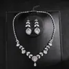 Conjunto de Colar e Brincos Europeu para Festa de Casamento em Cobre Puro com Zircônia Strass Corrente para Noiva Joias para Banquete