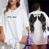 Camiseta de Mujer con Alas Gigantes de Ángel Oscuro Sprint Moda Casual Camiseta Linda Divertida Manga Corta Transpirable Camiseta de Cuadros