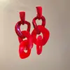 Brincos Pingente de Franja Quadrado Irregular em Acrílico Agulha de Prata, Brincos de Tarraxa Exagerados Europeus e Americanos, Brincos de Design de Nicho para Mulheres