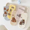 Meias Capivara Rei Novo Desenho Animado Japonês 2025 Meias de Algodão Femininas Meias Femininas Fofas de Desenho Animado Meias Curtas de Boca Rasa