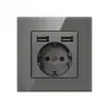 Hong Kong e Macau Exportador Vidro Cinza USB com Painel de Cinco Furos Fabricante Atacado Doméstico Duplo Transfronteiriço Multifuncional Tipo 86