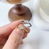 Anillo abierto personalizado con circonita curva irregular de estilo coreano Kashite, estilo coreano, plata esterlina S925, moderno, para mujer