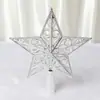 Venta caliente transfronteriza decoración navideña estrella hueca árbol de Navidad estrella para la punta del árbol de plástico Estrella Dorada para la Punta del Árbol grande