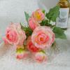 5 cabeça feliz chá rosa flor artificial decoração de casa pano de seda artificial pequena flor garrafa de vento fresco arranjo de flores de casamento