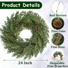 Guirlanda de cedro best-seller internacional da Amazon para portas da frente e janelas, guirlanda artificial de pinho verde para decoração de Natal festiva interna e externa