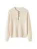 Suéter 100% lana pura para mujer con cuello de tijera, elegante, holgado, casual, estilo perezoso, adecuado como prenda exterior en otoño e invierno