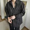 Camisa de Manga Larga para Hombre con Diseño de Hielo de Seda Plisada Texturizada, Chaqueta Casual de Verano de Alta Gama con Protección Solar