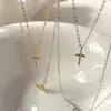Collar con Cruz Martillada de Plata de Ley S925 para Mujer, Diseño de Nicho, Cadena para Clavícula Estilo Minimalista de Alta Gama Fresco, Cadena para el Cuello de Viaje