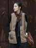 (Estrictamente seleccionado) 26 Invierno Algodón Lino Ramio Modificado Acolchado Patchwork Abrigo Vintage Único Cálido Chaleco para Mujer