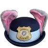 Cosplay de Judy Coneja Oficial de Policía Sombrero de Dibujos Animados Atmósfera de Parque de Atracciones Foto Lindo Sombrero de Orejas de Conejo Accesorio para el Cabello de Nicho