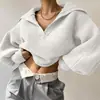 Amazon Transfronteiriço Outono/Inverno 2026 Novo Suéter de Tricô Casual Soltinho com Gola Reversível Cor Sólida Manga Longa Pulôver para Mulheres