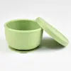 Lonchera de Silicona para Niños, Caja Redonda de Silicona para Conservar Frutas (Grado Alimenticio, Específica para Refrigerador), Tazón Redondo para Bebé con Ventosa