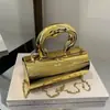 Nova Bolsa Cilíndrica Dourada Atualizada Versátil de Ombro Único Transversal 2025 Design de Nicho Bolsa de Corrente Moda
