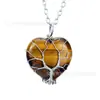 Venta Caliente Transversal Piedra Natural Envuelto en Alambre Colgante Corazón de Melocotón Grande Accesorios para Collares Venta al por Mayor Suministros para DIY