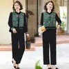 Traje Elegante e Grandioso de Veludo Dourado para o Outono da Mamãe 2025 Novo Top Estilo Chinês para Mulheres de Meia-Idade e Idosas