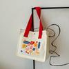 Ins Todo-combinable Estilo Coreano Bolsa de Ramillete Bolso de Hombro de Lona para Mujer Moderno Portátil Mamá Portátil Bolso Cuadrado Pequeño Bolso de Lona