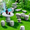 Mesa y sillas de piedra en miniatura estilo chino, materiales para jardinería y paisajismo DIY con temática de Li Bai, accesorios decorativos y figurillas en miniatura