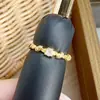 Anillo Abierto de Banda Estrecha Full Diamond Zirconio Dorado Diamond DreamVintage Geométrico Super Hada Apilable