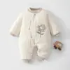 Macacão de bebê 120 gramas mais algodão acolchoado para bebê outono e inverno para sair macacão de algodão fino espessado frente e verso roupas para engatinhar crianças