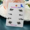 Pendientes mini de acero inoxidable con diseño de alce, dinosaurio y mariposa, de comercio exterior transfronterizo, con combinación de 4 cartas