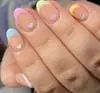 Colección Transfronteriza Nueva de Gran Venta de Arte para Uñas Fresco y Hermoso, Uñas Postizas de Estilo Francés Sencillo de Gama Alta con Flores Pequeñas en Forma de Corazón al por Mayor