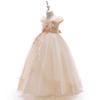 Vestido de noiva das crianças vestido das crianças sling off-shoulder malha piano desempenho vestido anfitrião vestido longo