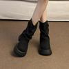 Botas Martin Retrô Marrons Melard de Solado Grosso para Mulheres 2025 Novo Outono Versátil Aumento de Altura Calças Empilhadas