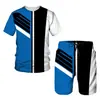 Novo Conjunto de Verão Europeu e Americano Masculino Oversized Tendência Casual Esportivo T-shirt com Estampa Digital e Shorts Conjunto de 2 Peças