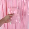 Cortina de Seda de Lluvia Transparente de Colores Fiesta de Cumpleaños Infantil Escaparate Boda Borla Fondo de Pared Decoración Arreglo Tiras de Color