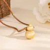 Pingente de Cabacinha em Prata de Lei S925 Dourada Colar de Cabacinha Unissex Escovado Corrente Trançada para Suéter Tendência Nacional Nova Chinoiserie