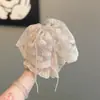 Grampo de Garra para Rabo de Cavalo Alto com Laço de Pérola e Renda Doce Francês Fixador na Parte de Trás da Cabeça Artefato Anti-Queda Grampo de Cabelo Acessórios de Cabelo