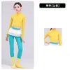 Ropa de baile para niñas, leotardo amarillo de cuello alto medio, conjunto de práctica, ropa de yoga para entrenamiento diario, conjunto de jazz para niñas