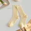 Calcetines Finos Sin Costuras Estilo Ballet para Mujer, Calcetines de Color Sólido de Moda a Media Pantorrilla para Primavera y Verano, Calcetines Holgados Calados Combinados con Mocasines