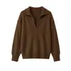 26 Novidade Outono/Inverno Suéter de Lã Escovada Lã Cashmere Seda Engrossado Gola POLO Estilo Old Money Suéter de Lã