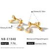 Pendientes de Acero Inoxidable con Diseño de Lazo y Circonitas, Moda Europea y Americana, Pendientes Versátiles Elegantes y Modernos para Mujer