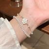Pulseira de Pérolas Camélia Camada Dupla Nicho Luxo Leve Feminina Simples High-end Versátil Elegante Joia