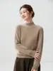 Suéter de cashmere com gola alta parcial para mulheres, espessado para outono e inverno, blusa de tricô de caimento solto, estilo casual, com uma base de cashmere em tricô trançado