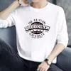 Nueva Camiseta de Manga Larga de Otoño para Hombre Tendencia Guapo Versátil Casual Camiseta Estudiantes Jóvenes Camiseta de Base Estampada