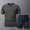 Conjunto de Traje de Malla de Secado Rápido Talla Europea Transfronterizo, Nuevo Estilo de Verano Camiseta de Manga Corta Traje Deportivo para Correr y Fitness, Secado Rápido