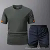 Conjunto de Traje de Malla de Secado Rápido Talla Europea Transfronterizo, Nuevo Estilo de Verano Camiseta de Manga Corta Traje Deportivo para Correr y Fitness, Secado Rápido