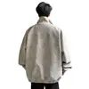 Nova jaqueta de couro estilo retro americano com gola alta e tie-dye para homens, peça de outer wear de alta qualidade com fivela de avião jaqueta bomber