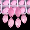 Pedrería de Vidrio Cosida a Mano, Pedrería Plana de Doble Agujero Color Rosa Neón Claro, Gotas de Agua Satélite Accesorios de Decoración DIY para Ropa