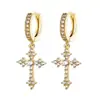 Joyería de Venta Caliente Transfronteriza Europea y Americana Pendientes Clásicos con Forma de Cruz para Mujer Incrustados con Circonita Fabricante Mayorista Frescos y Dulces