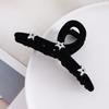 Grampo de cabelo grande de flocagem preta de alta qualidade, grampo de cabelo elegante, grampo de cabelo para trás, cabeça de tubarão, grampo de cabelo com strass em estrela